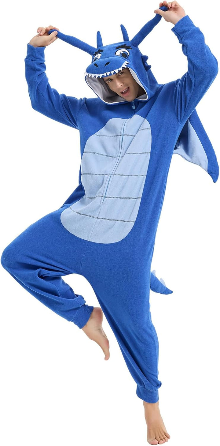 Focupaja Drache Onesie Erwachsene Tier-Cosplay Halloween Pyjamas Kostüme Teenager-Overall Einteiler