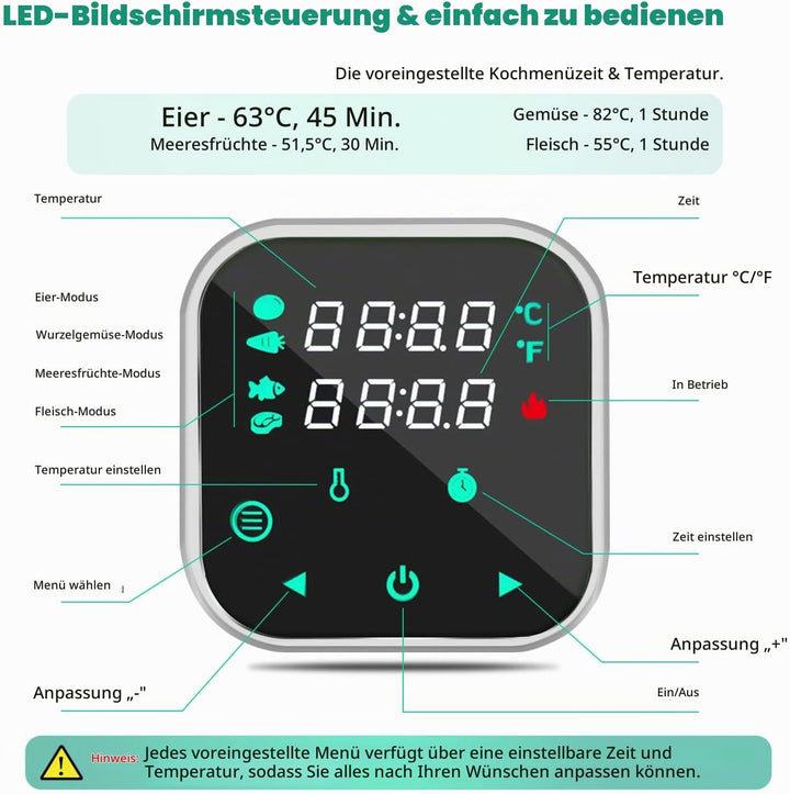 Sous Vide, TEEUCNY 1100W Sous-vide Stick Präzisionskochtopf Immersion Tauchzirkulator Präziser Tempe