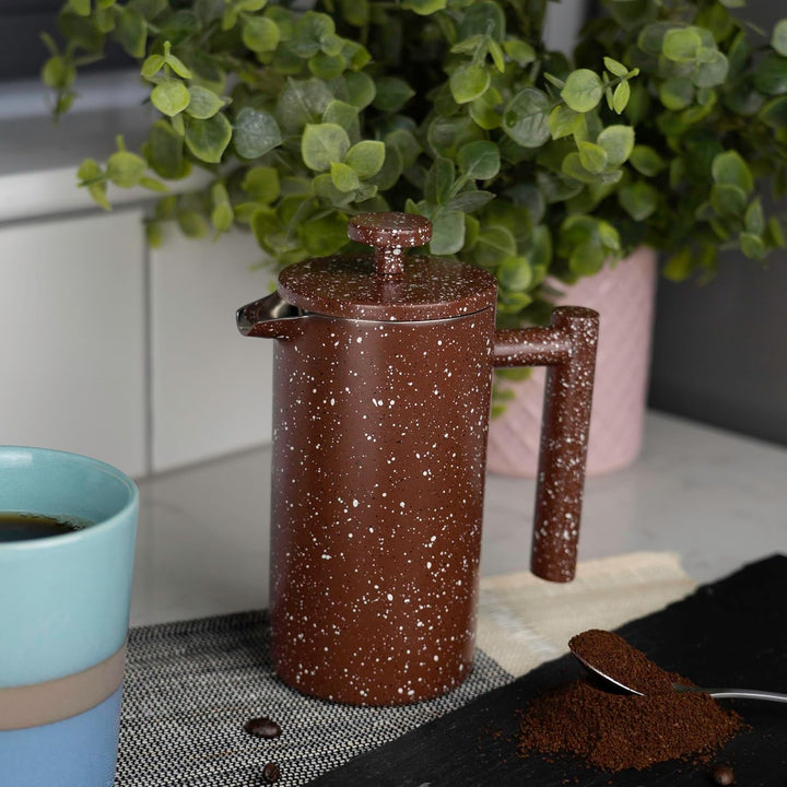 Café Olé CFD-08RG Doppelwandiger Kaffeebereiter aus hochwertigem Edelstahl – Rot Granit, für 8-Mokka