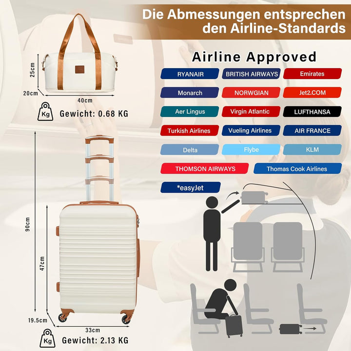 COOLIFE Koffer-Set Trolley Koffer ABS Hartschale Reisekoffer 4 Rollen TSA-Schloss einziehbarer Troll