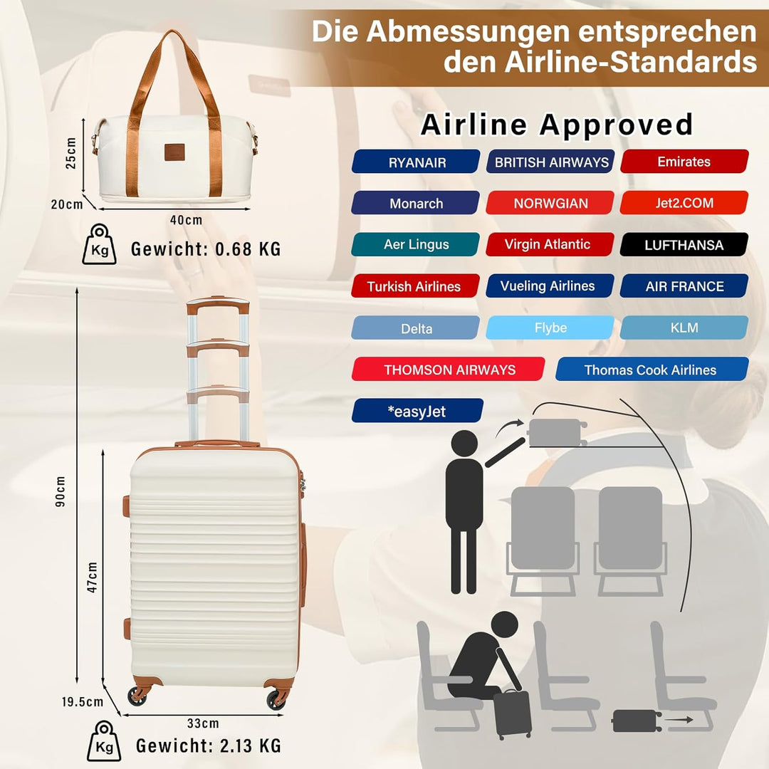 COOLIFE Koffer-set Trolley Koffer ABS Hartschale Reisekoffer 4 Rollen TSA-Schloss einziehbarer Troll
