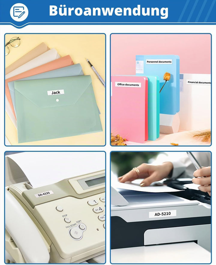 5 x Aken 91221 White Plastic 12mm x 4m Bänder Kompatibel mit Dymo LetraTag XR Schriftband für Dymo L