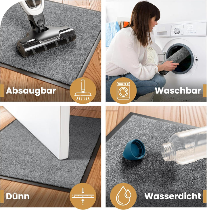Saubere Schuhe Dank saugstarkem Stoff (robust) perfekte Grösse Hellgrau in 60x90cm - Fussmatte innen