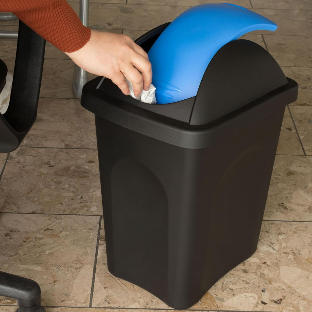 Mülleimer 30l schwarz blau eckig, Schwingdeckel Mülleimer Küche, Mülltonne, Abfalleimer Küche, Mistk
