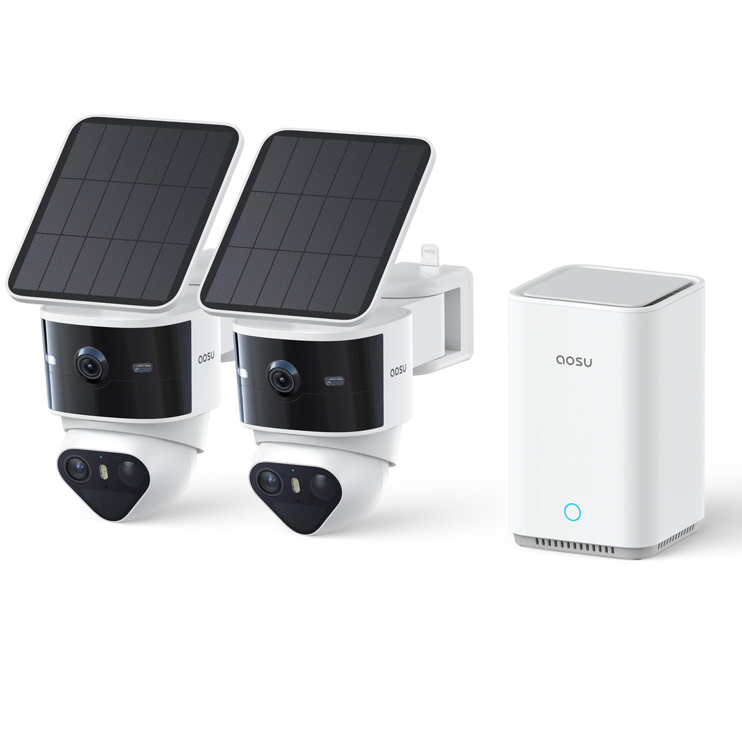 aosu T2 Pro Überwachungskamera Aussen Solar, 2er-Kit Überwachungskamera Aussen, 3k Dual-Kamera, 170°