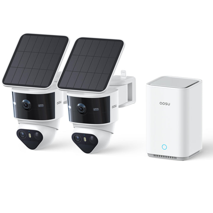 aosu T2 Pro Überwachungskamera Aussen Solar, 2er-Kit Überwachungskamera Aussen, 3k Dual-Kamera, 170°