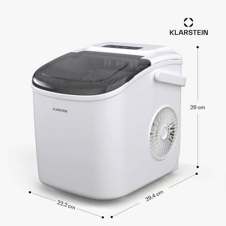 Klarstein Eiswürfelmaschine - 12kg/24h, 2 Grössen, 1,3L Wassertank, LED-Anzeigen, transparenter Deck