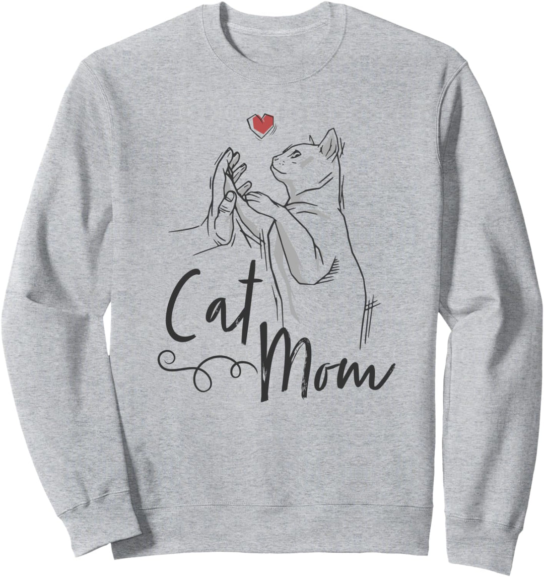 Cat Mom | Katzen Mama Süsse Katzengrafik mit Herz Sweatshirt