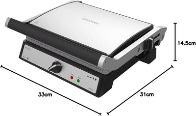 Cecotec Rock'nGrill 2400 UltraRapid Elektrogrill. 2400 W, RockStone-Steinverkleidung, 180º-Öffnung u