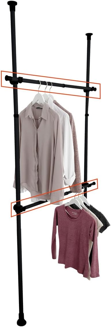 WENKO Teleskop-System Herkules Duo, verstellbares Ordnungssystem, 3 Kleiderstangen & Kleiderstange H