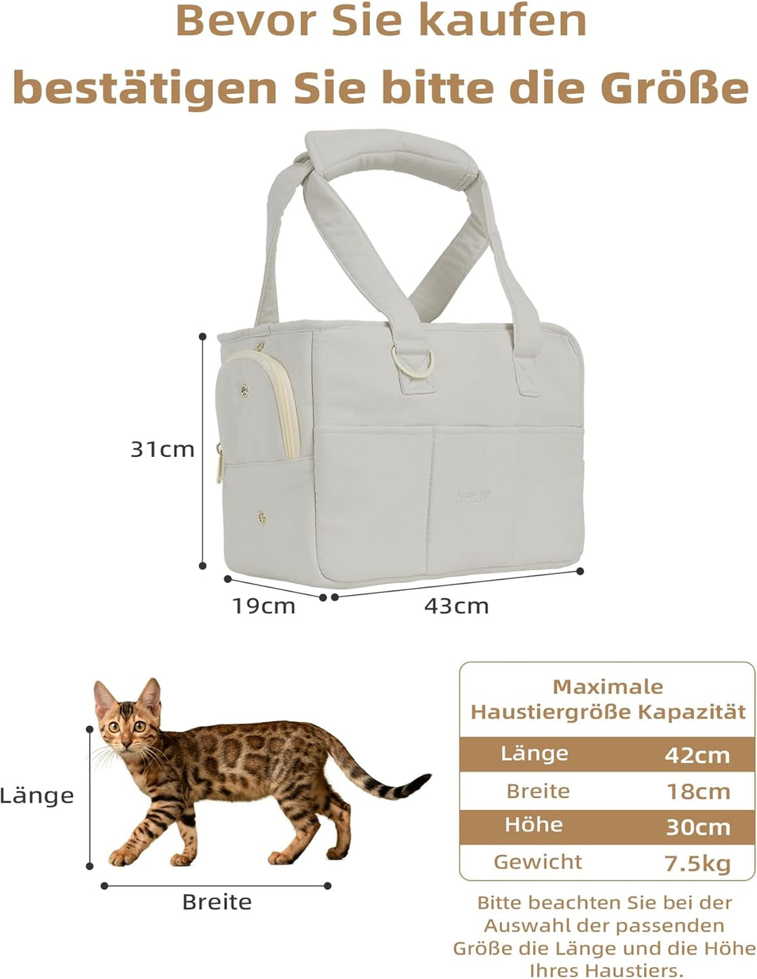 ONECUTE Hundetrage für kleine Hunde Kaninchen Katze mit grossen Taschen, Baumwolltasche, Hundetrage