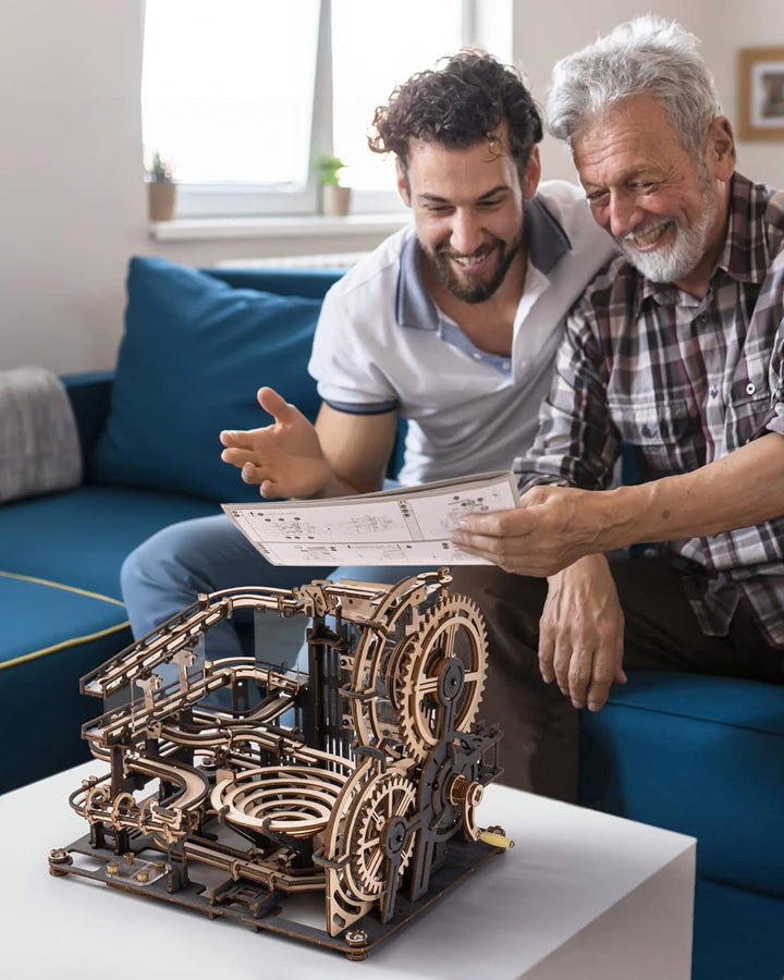 RoWood 3D Puzzle Nachtstadt Murmelbahn Modellbau aus Holz - DIY Holzpuzzle Kugelbahn Bausatz Modellb