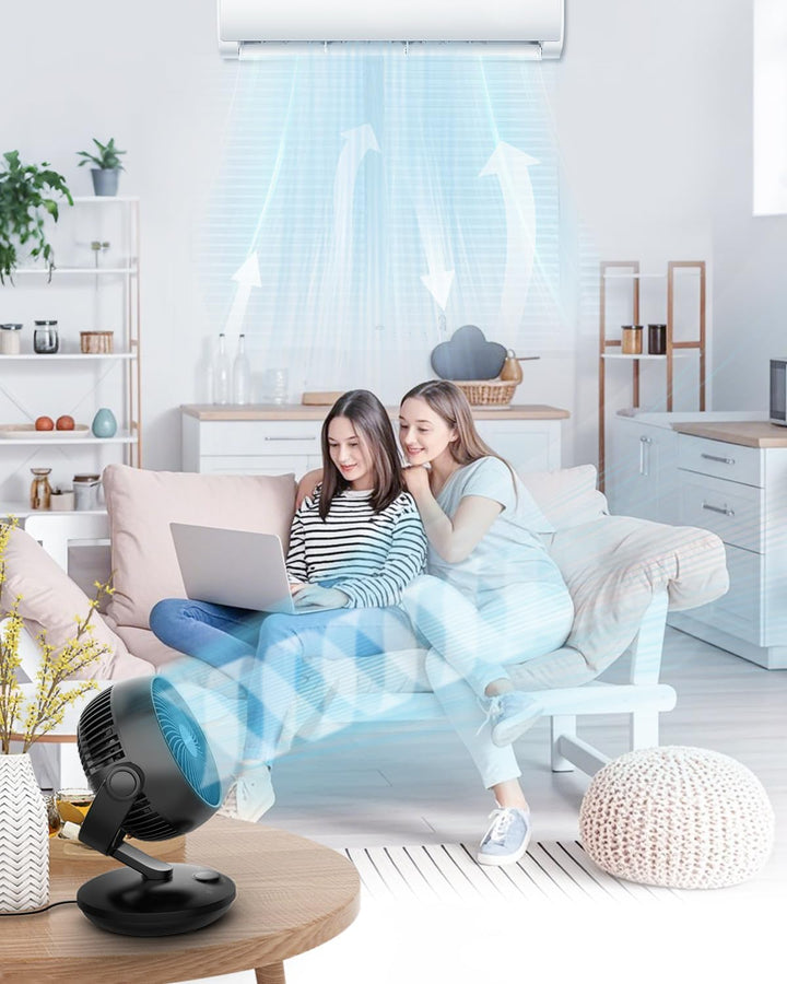 WOWDSGN Ventilator Leise 22dB Mit 6 Stufen & Display - 9-Stunden-Timer, Leistungsstarker 3D Turbo-Lu