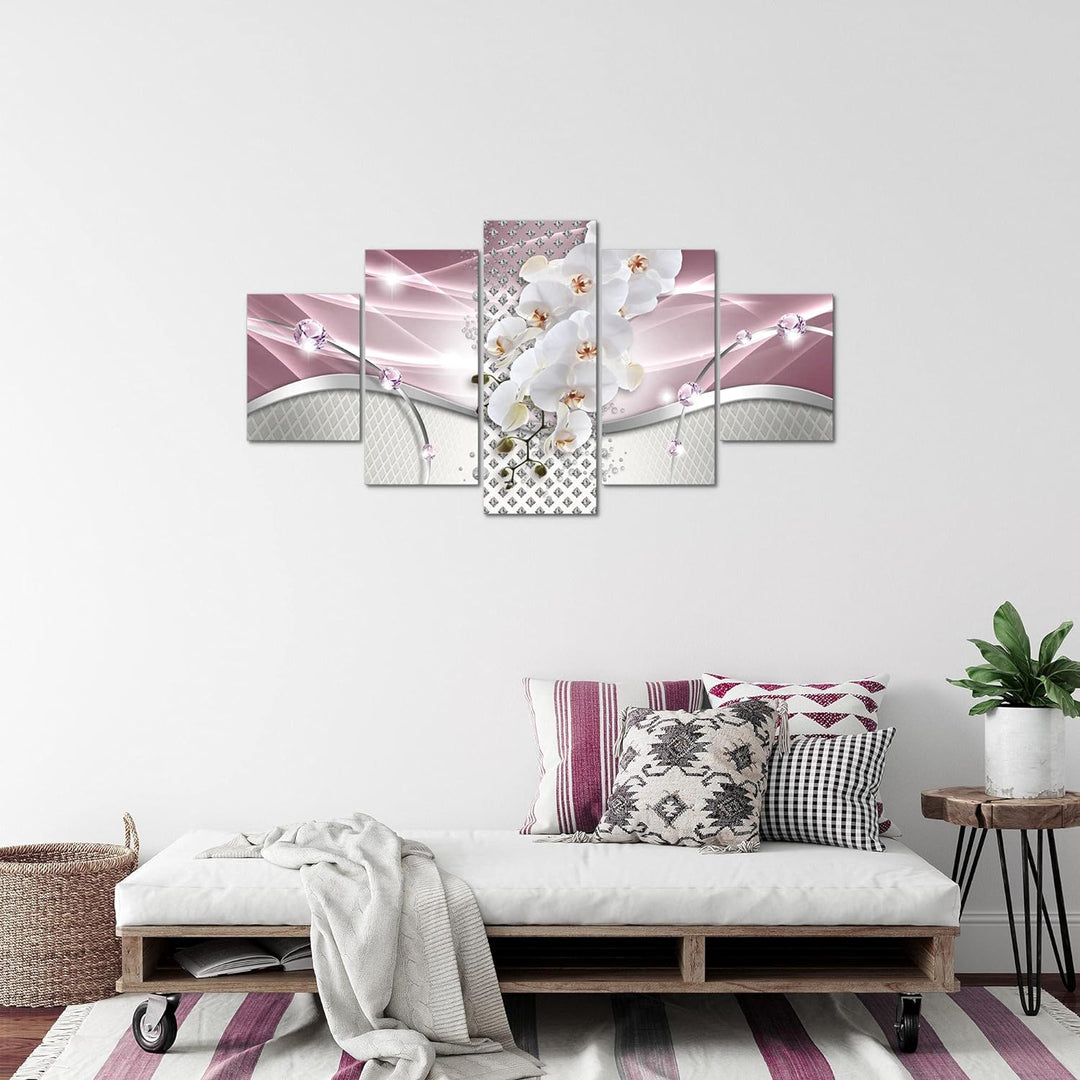 Runa Art Bild Wohnzimmer Schlafzimmer Blumen Orchidee 5 Teilig Abstrakt Grau Violett Wandbilder auf