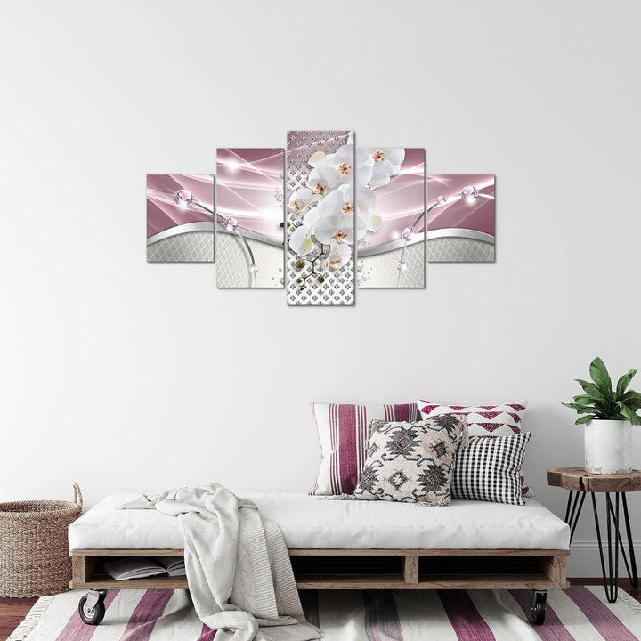 Runa Art Bild Wohnzimmer Schlafzimmer Blumen Orchidee 5 Teilig Abstrakt Grau Violett Wandbilder auf