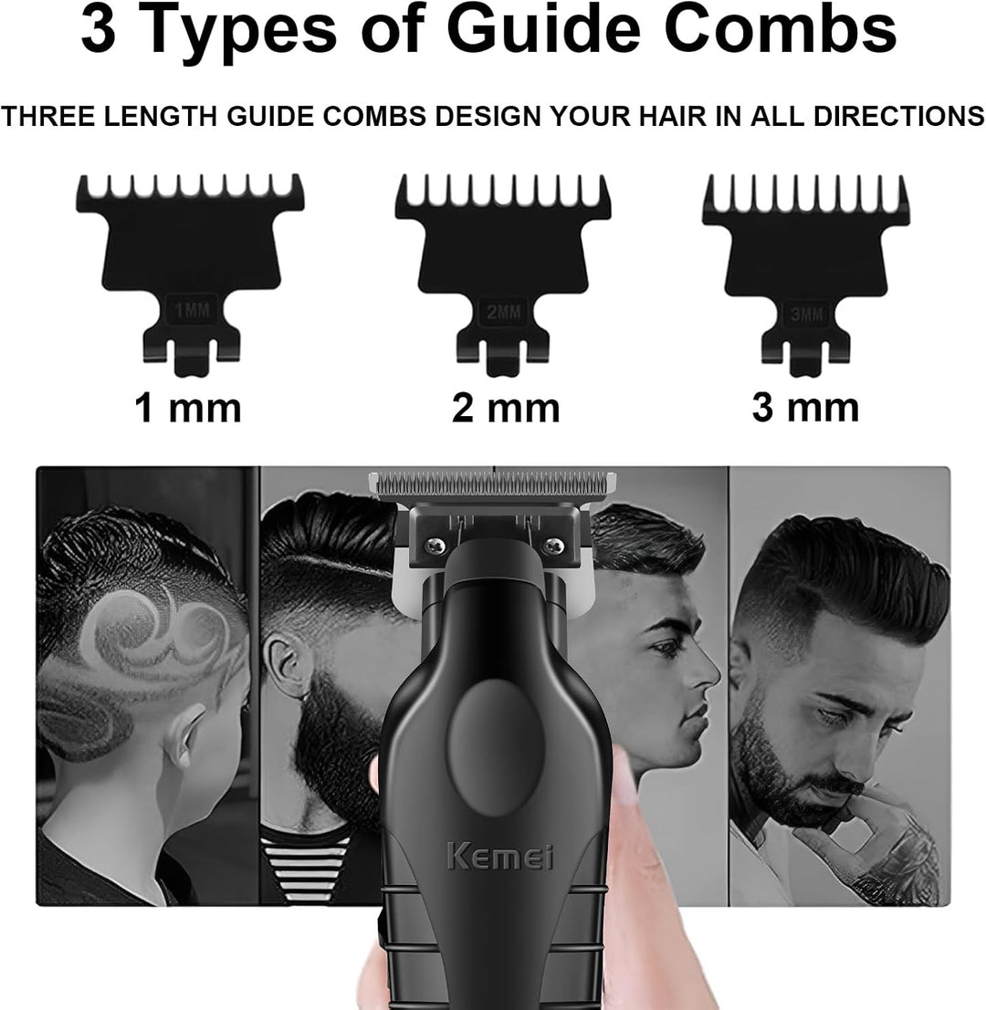 KEMEI 2299 Trimmer, Professionelle Haarschneidemaschine für Männer, Kabelloser Zero Gap T-Klinge Bar