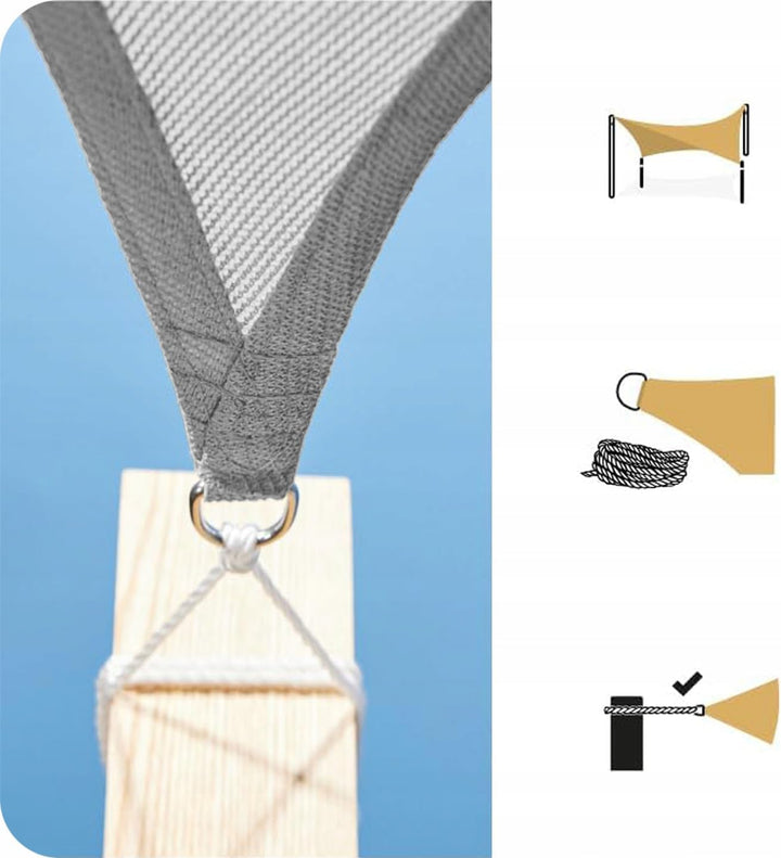 KRUMAD Sonnensegel Rechteckig 3m x 2m, Grau, UV-Schutz, Wasserdicht, Wetterfest, für Garten, Balkon