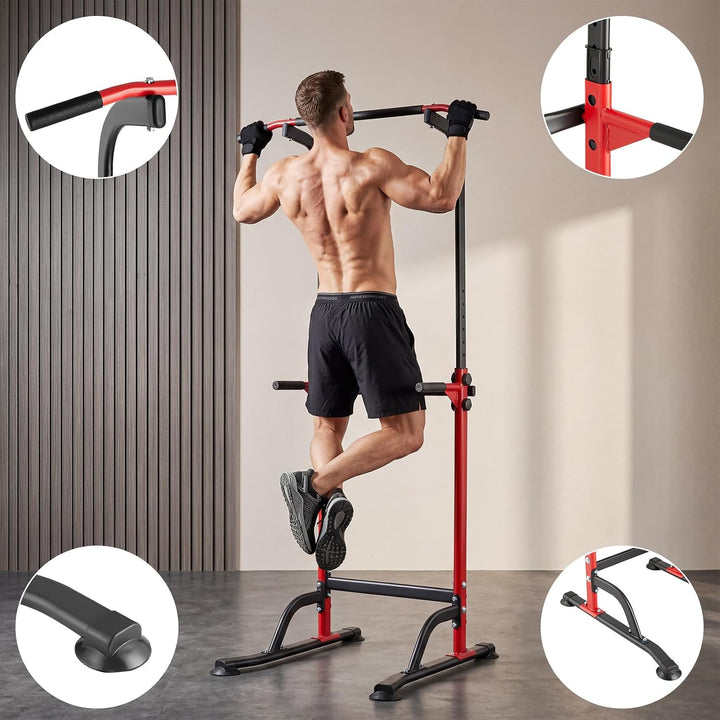Heimfitness Kraftturm, Dip Station, Verstellbare Klimmzugstange für Ganzkörpertraining Stabiler All-