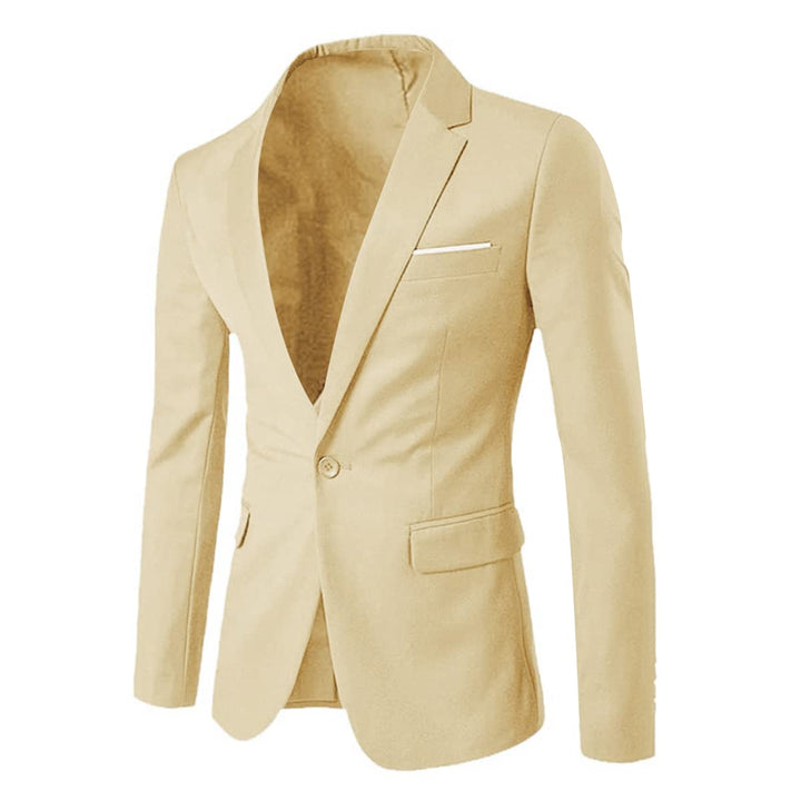 Allthemen Sakko Herren Slim Fit Anzugjacke EIN Knopf Sakko für Business M Beige, M Beige