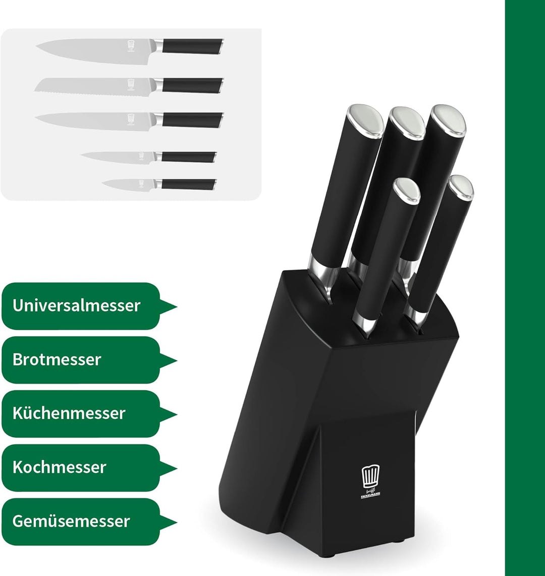 Chefkoch trifft Fackelmann Premium Messerblock aus FSC-zertifiziertem Holz – 6-teilig, mit Antirutsc