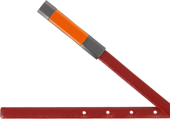 DUDU Damen Gürtel aus echtem Leder Made in Italy Bunt H 12 mm Kürzbar Koppelschliesse Rot von 100 cm