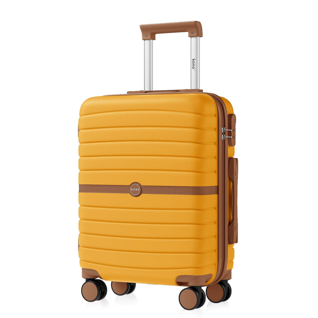 KONO Koffer Reisekoffer Trolley Handgepäck Koffer 55x40x20cm von ABS+PC Hartschalenkoffer mit Zwilli