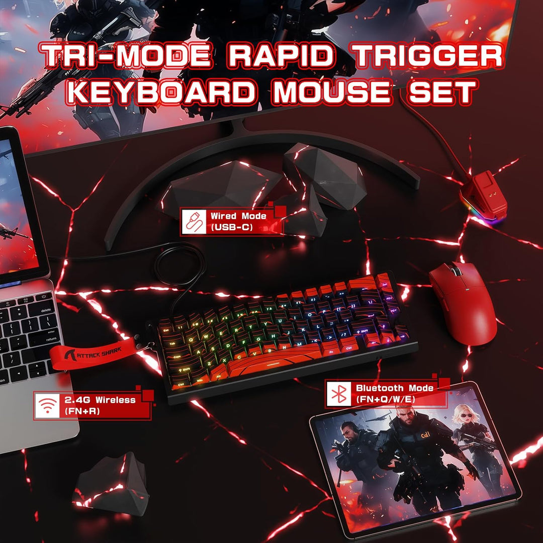 MAMBASNAKE × Attack Shark kabellose Tastatur und Maus mit magnetschaltern, 8-kHz-Rapid-Trigger-Tasta