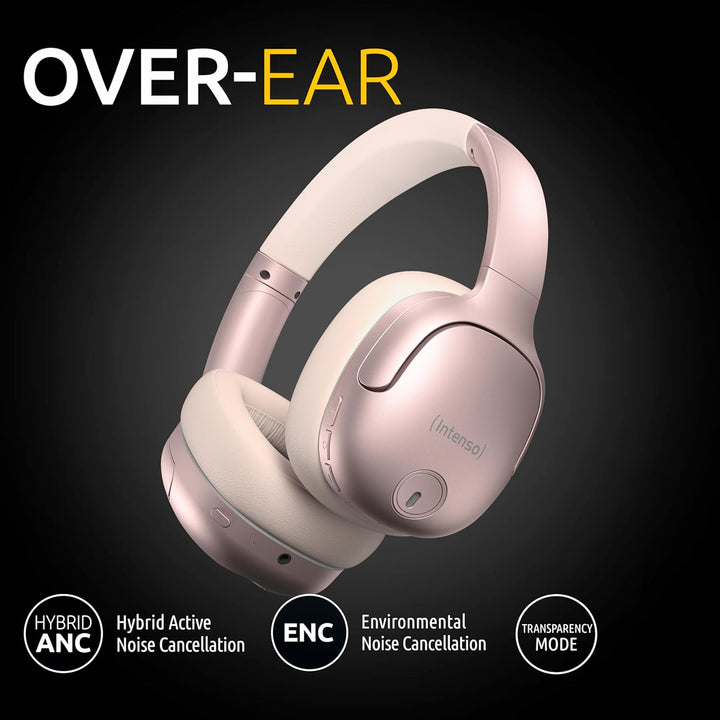 Intenso O400HA Over-Ear Kopfhörer - Hybrid Active Noise Cancelling, bis zu 75 Stunden Laufzeit und B