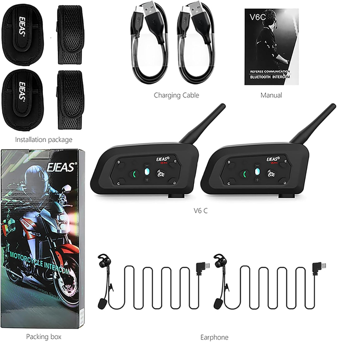 EJEAS V6C Professionelles Fussball Schiedsrichter Bluetooth Intercom Headset, 800m 2 Personen Volldu