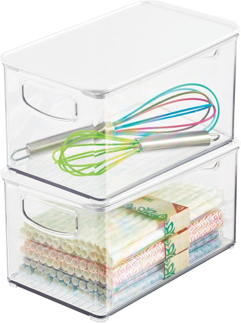mDesign 2er-Set Kühlschrankbox – Kühlschrank Vorratsdose abnehmbarem Deckel und Griffen – lebensmitt
