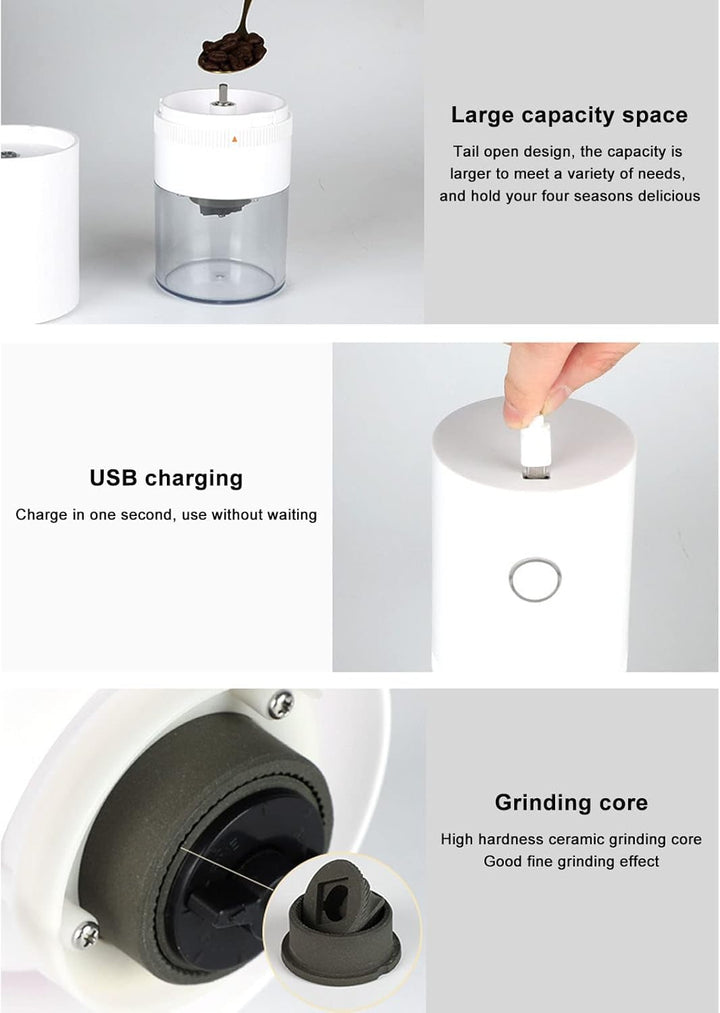 Topyond Elektrische Kaffeebohnenmühle,USB Aufladung,USB Aufladung Für Die Küche zu Hause,Kabellos,Tr
