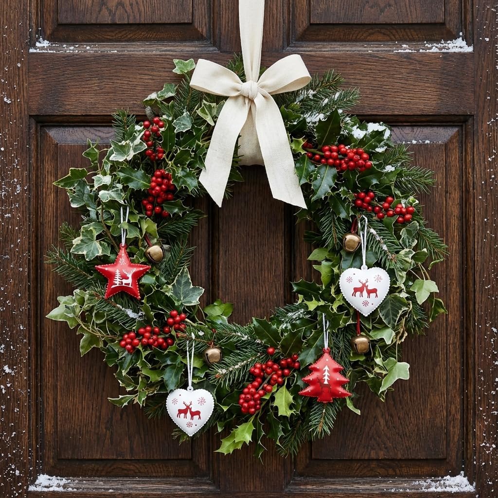 Valery Madelyn 18 Stück traditioneller Weihnachtsbaumschmuck in Rot und Weiss, hängende Weihnachtsan