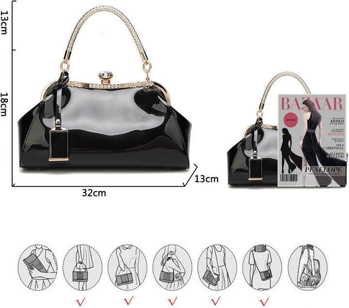 Coolives Damen Tasche Handtasche aus PU-Lackleder Henkeltasche Schultertasche Umhängetasche für die