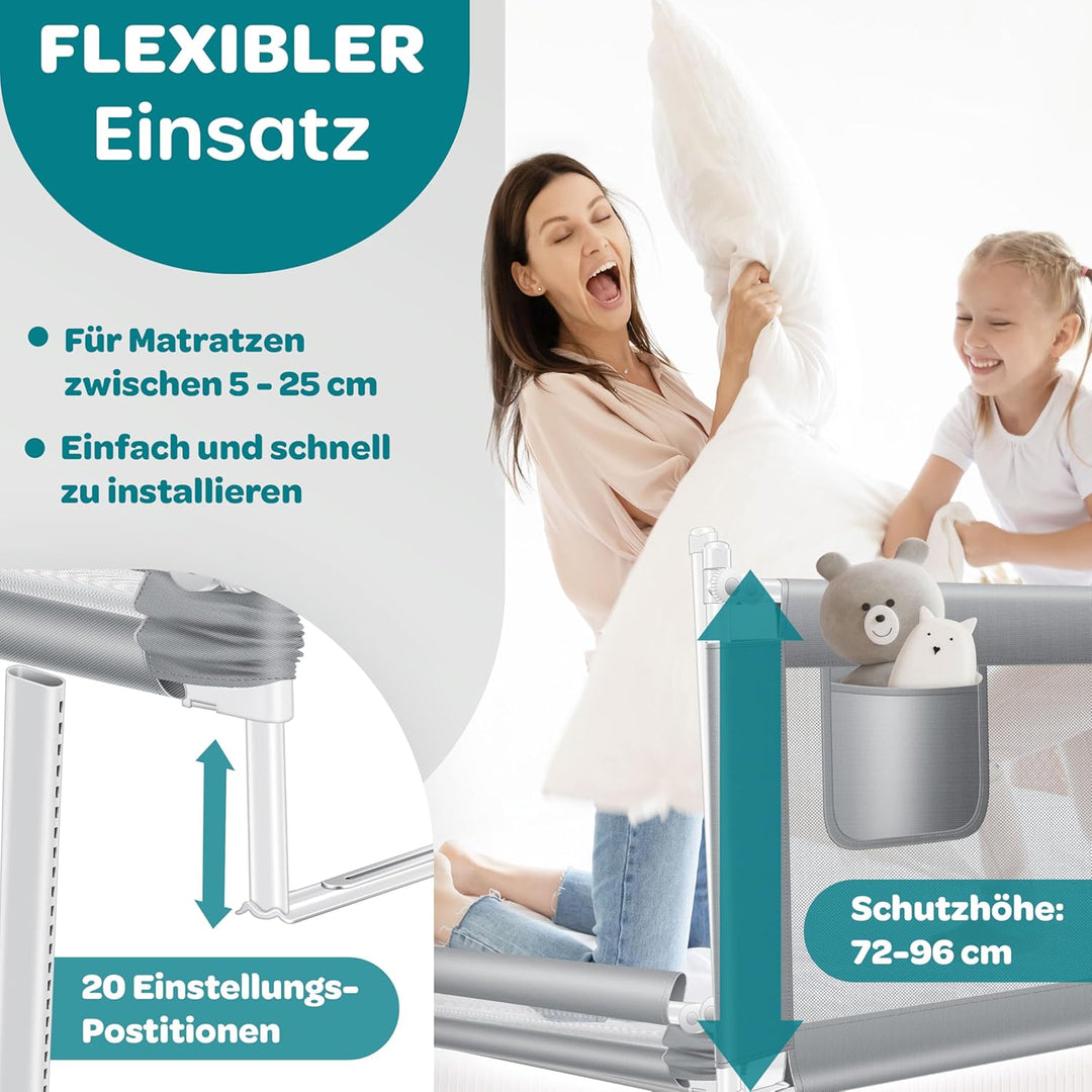 KESSER® Bettgitter 180cm Bettschutzgitter Kinderbettgitter für Kinder Babybettgitter Klappbar, Kinde