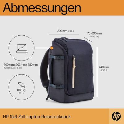 HP Laptop-Rucksack | für 15,6" Laptops | 25L (nicht erweitert)/30 L (erweitert) | wasserabweisend |