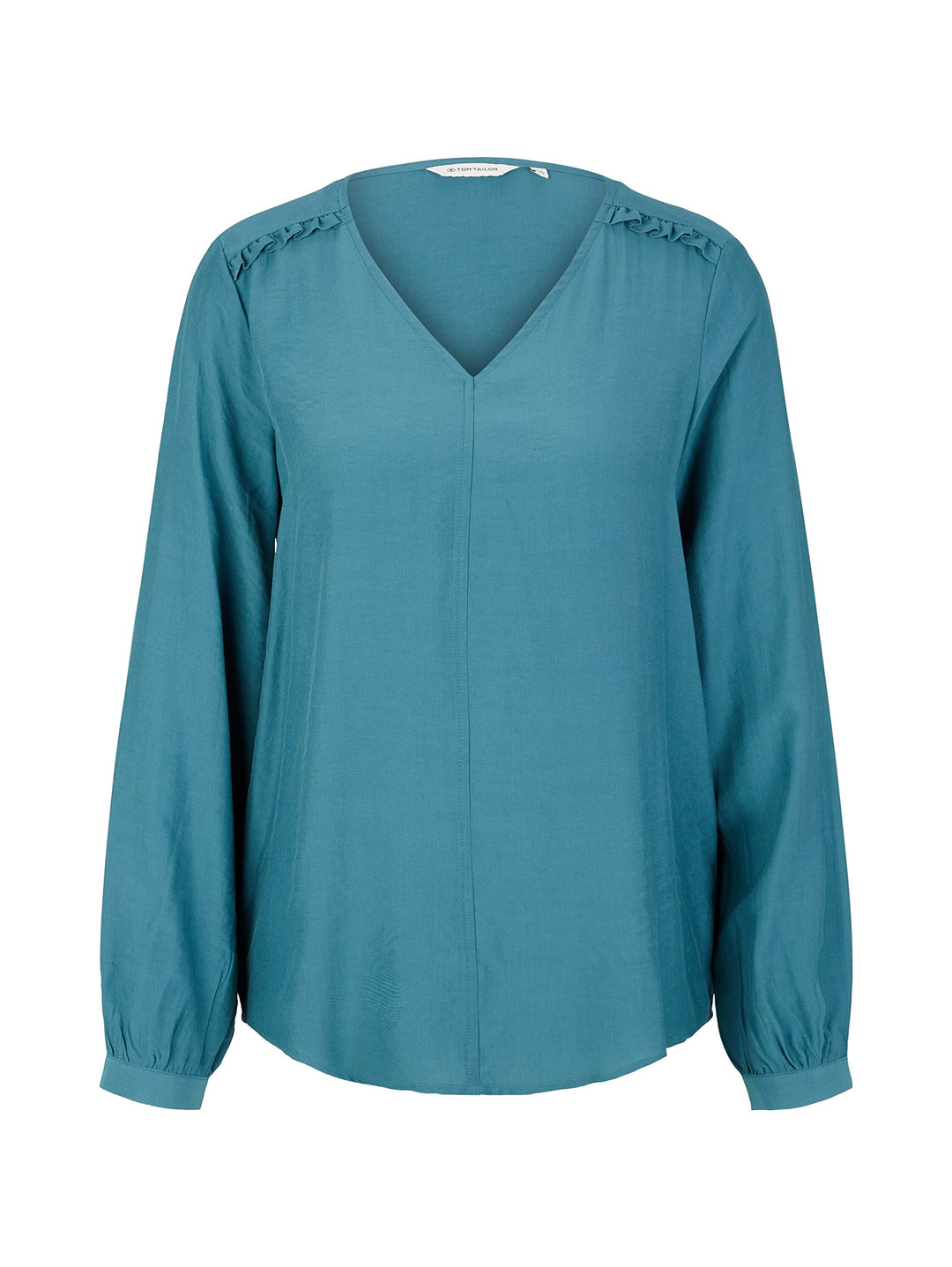 TOM TAILOR Damen Bluse mit V-Ausschnitt 40 13222 - Pastel Teal, 40 13222 - Pastel Teal