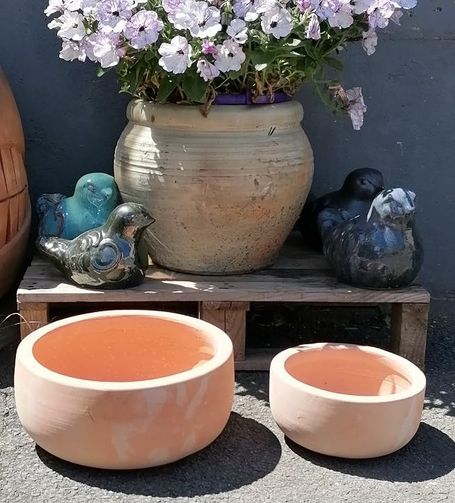 2.Wahl !! 2er Set Blumenschalen echt Terracotta ø ca.20 cm und 30cm Blumentopf Pflanzgefäss Blumenkü