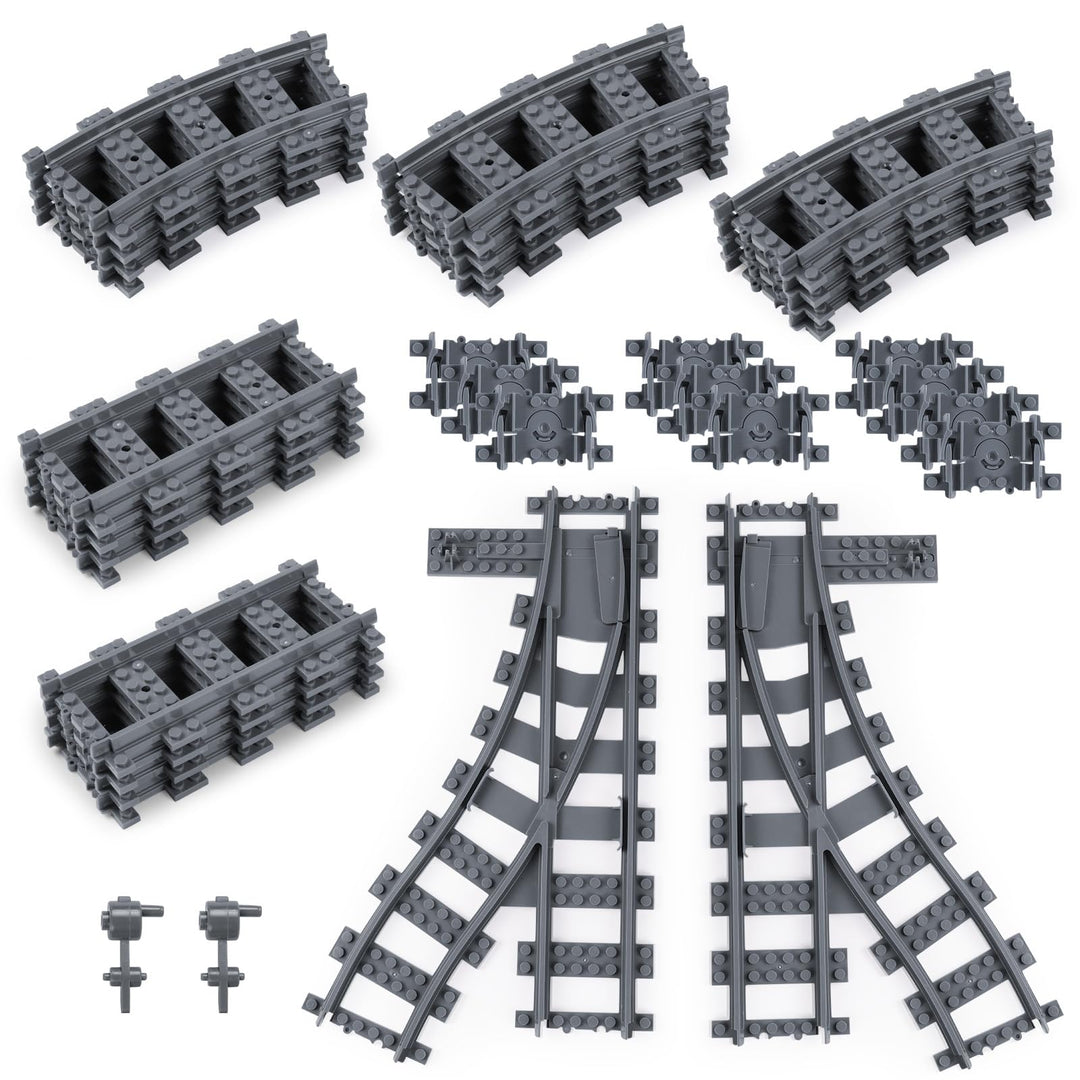 HOTUT City Schienen, 32 Stück City Zug Schienen Set, Bausteine Zug Schienen Set Kompatibel mit dem M