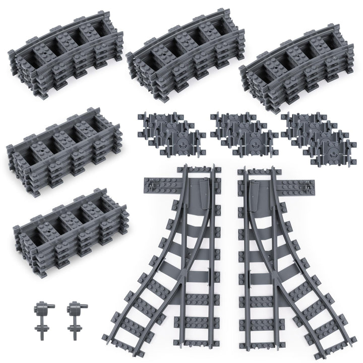 HOTUT City Schienen, 32 Stück City Zug Schienen Set, Bausteine Zug Schienen Set Kompatibel mit dem M