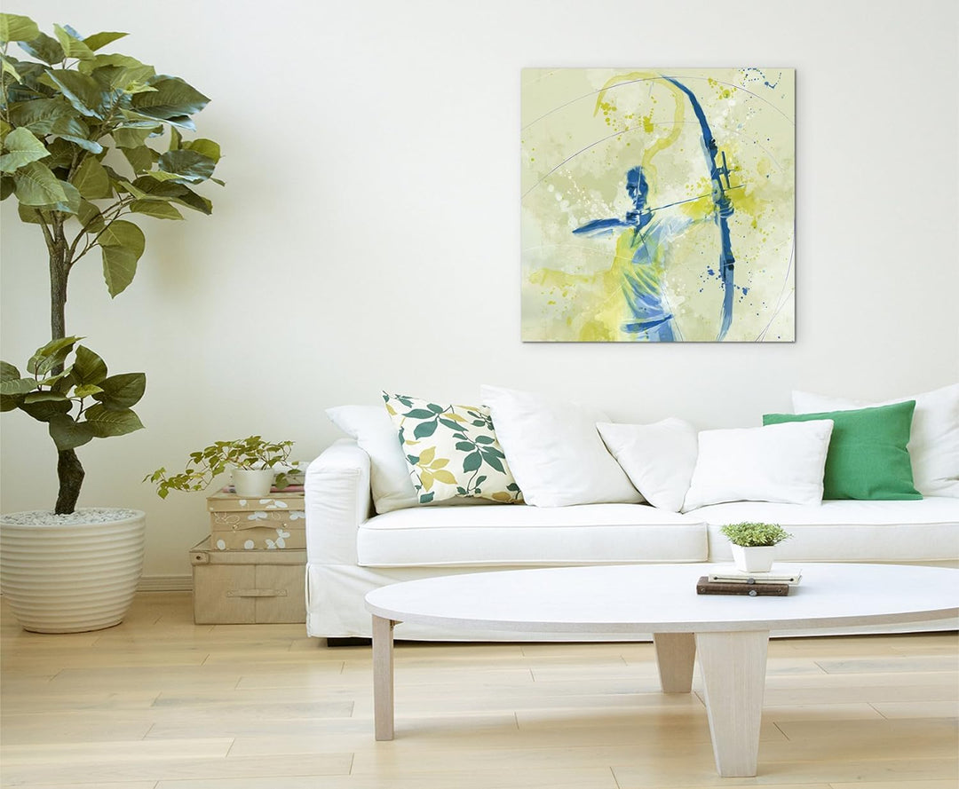 Paul Sinus Art Bogenschiessen I 60x60cm SPORTBILDER Splash Art Wandbild Aquarell Art