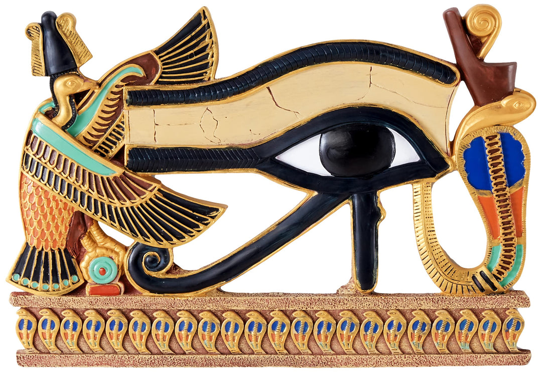 Design Toscano Ägyptische Deko Auge des Horus Wandskulptur Plakette, Polyresin, vollfarbe, 30 cm, Au