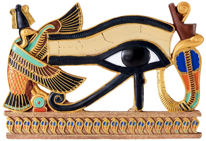 Design Toscano Ägyptische Deko Auge des Horus Wandskulptur Plakette, Polyresin, vollfarbe, 30 cm, Au