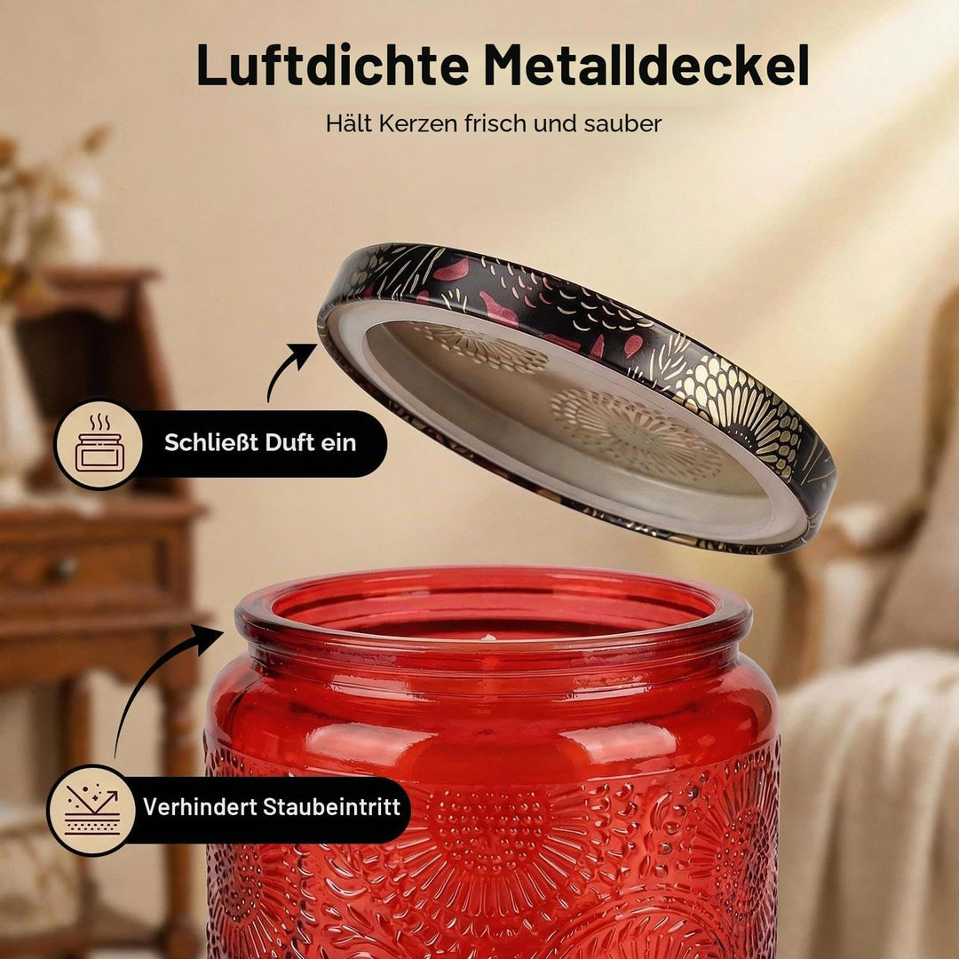 LumaCraft Candle Luxus Relief Kerzengläser zum Kerzen giessen- 12er Pack Leere Glasgefässe mit Luftd