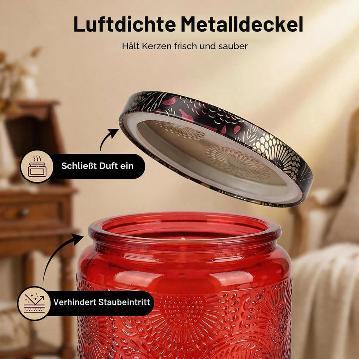 LumaCraft Candle Luxus Relief Kerzengläser zum Kerzen giessen- 12er Pack Leere Glasgefässe mit Luftd