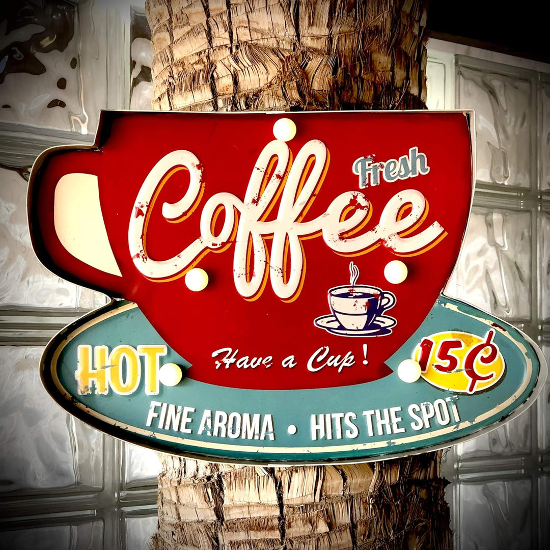 DiiliHiiri Leuchtschild Retro-Schild Wandschild im Vintage-Stil LED Schild für Cafe Pub Dekoschild Z