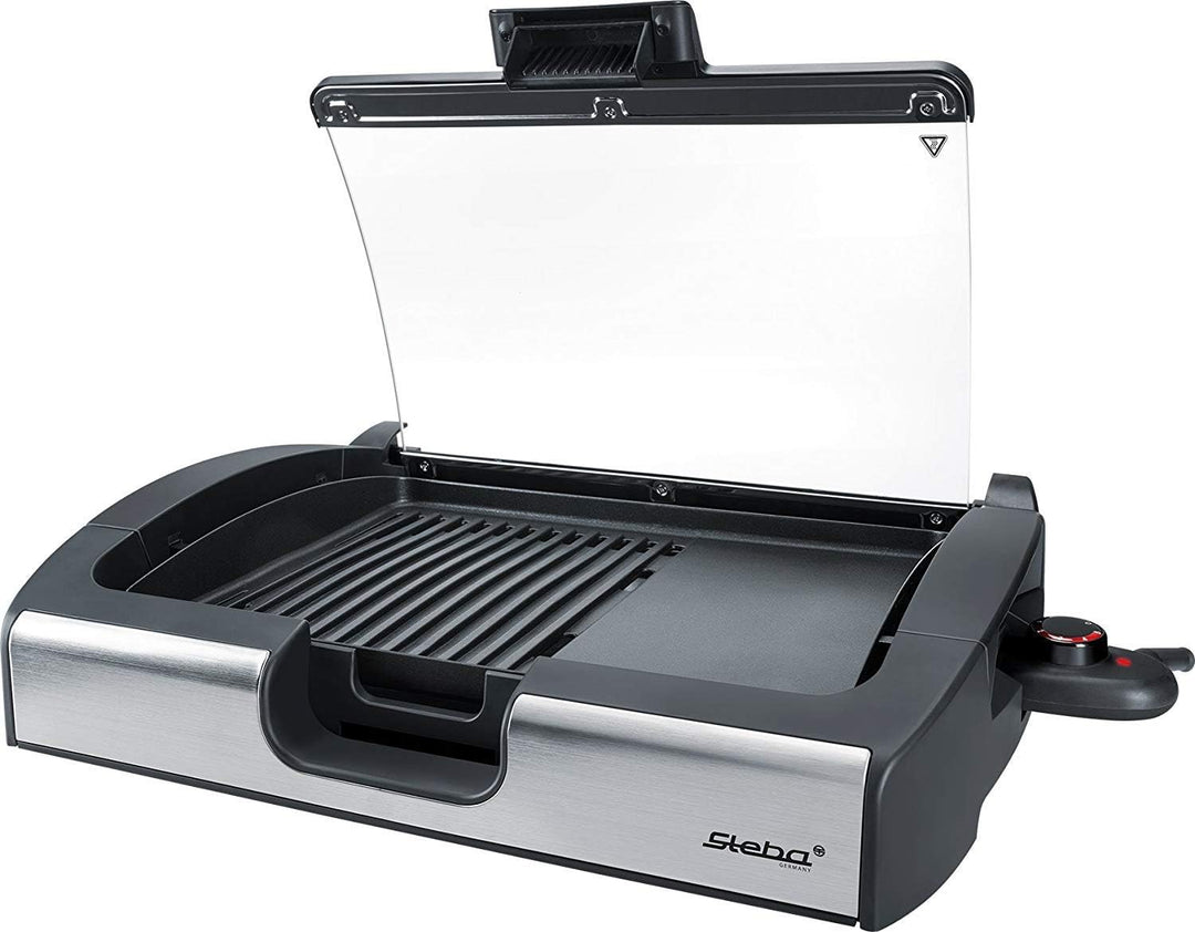 Steba VG200 BBQ Tischgrill mit Glasdeckel, 38 cm l x 58 cm w x 10,3 cm h