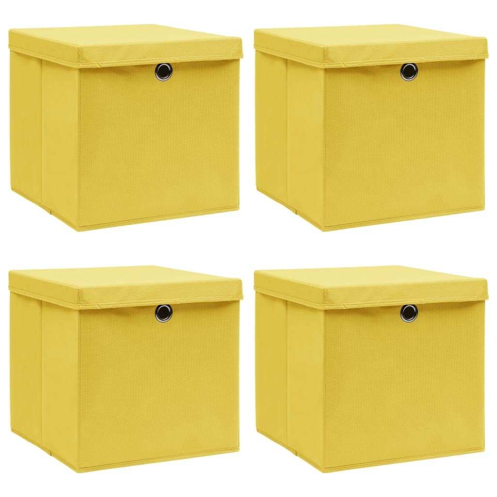 WIFESE 4 Stück Aufbewahrungsbox Mit Deckel 32X32X32 cm Faltbox Mit Fingerloch Storage Boxes Faltbare