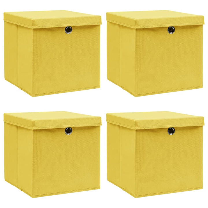 WIFESE 4 Stück Aufbewahrungsbox Mit Deckel 32X32X32 cm Faltbox Mit Fingerloch Storage Boxes Faltbare