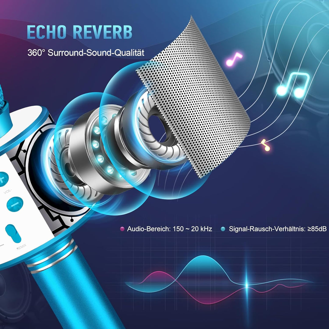 Karaoke Mikrofon, Microphone Spielzeug ab 3-11 Jahren, Geschenk Mädchen 3-9 Jahre, Bluetooth Mikrofo