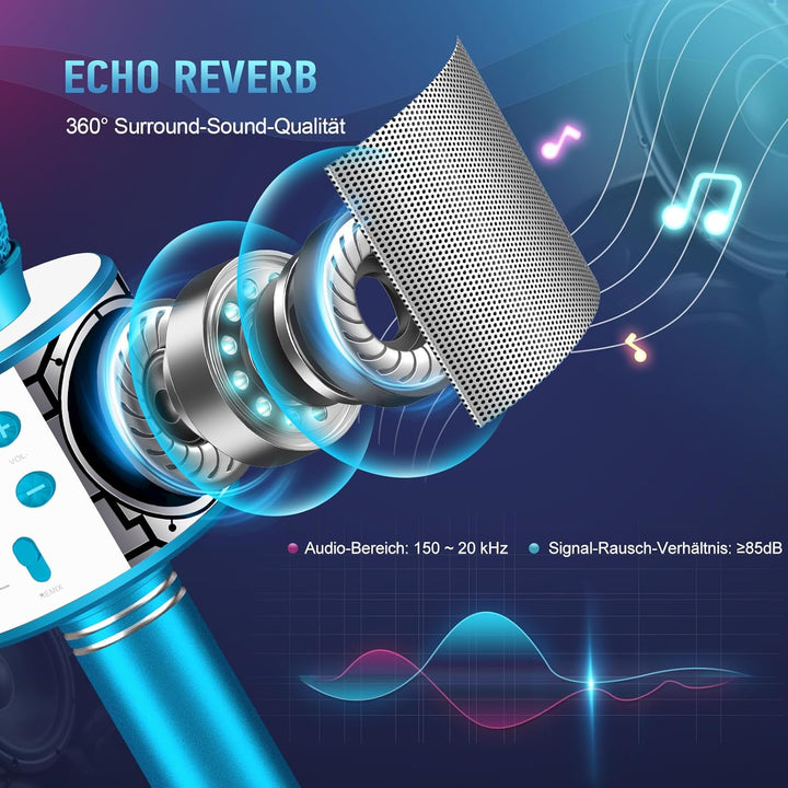 Karaoke Mikrofon, Microphone Spielzeug ab 3-11 Jahren, Geschenk Mädchen 3-9 Jahre, Bluetooth Mikrofo